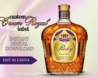 Etiqueta de whisky personalizada Royal Vibes original / Descarga digital Etiqueta personalizada / Etiqueta de whisky imprimible para regalos, celebraciones y más