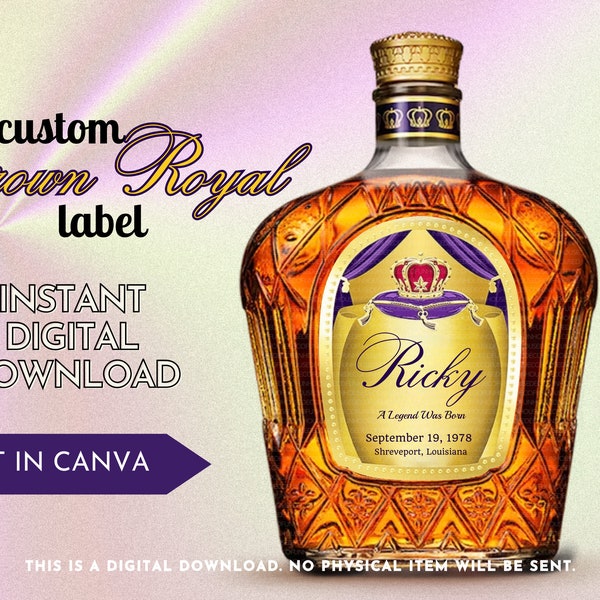 Original Royal Vibes Customized Whiskey Label | Digital Download Personalized Label | Printable Whiskey Label for Gifts, Celebrations & more