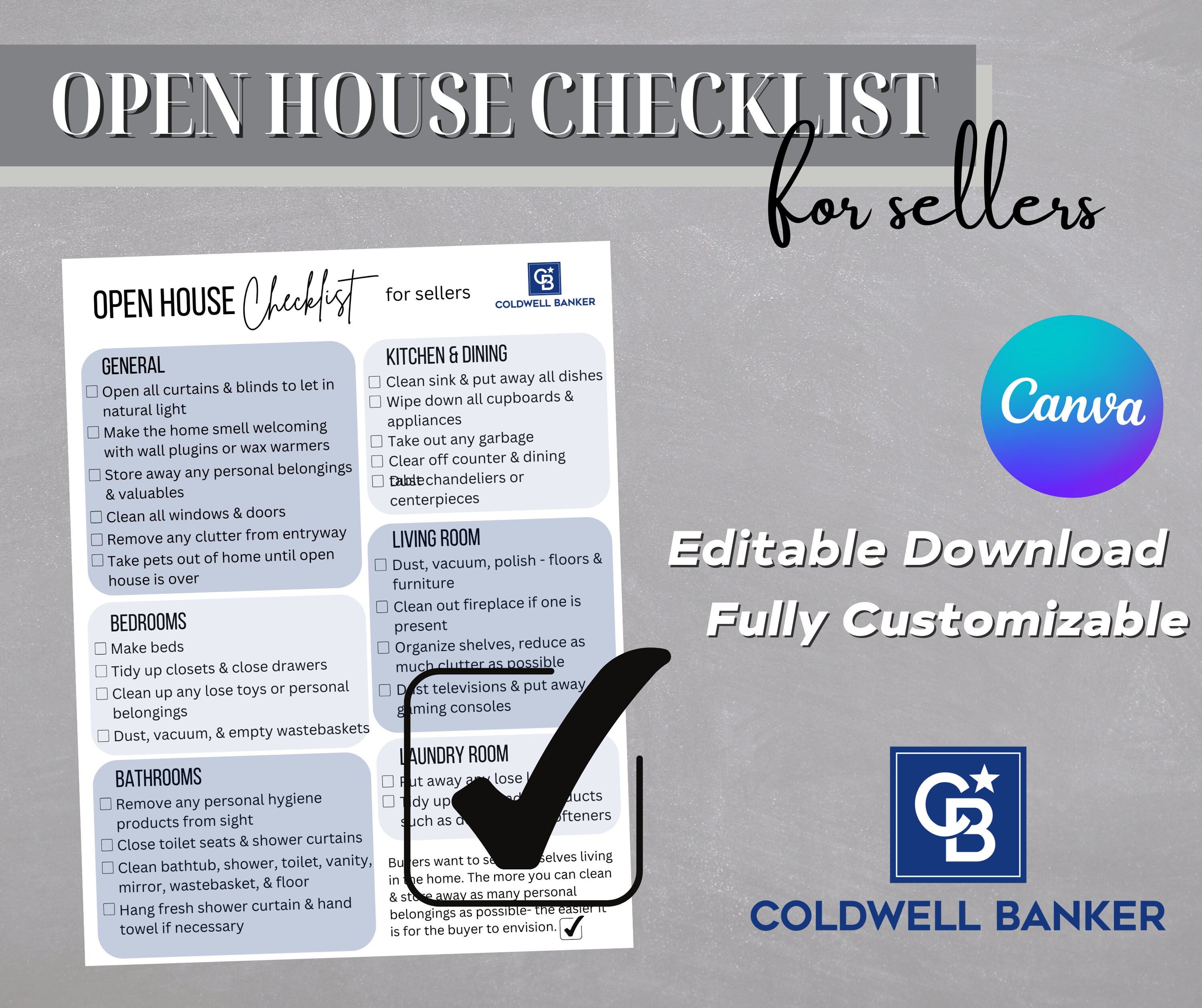 Open House Checklist for Sellers Coldwell Banker Etsy