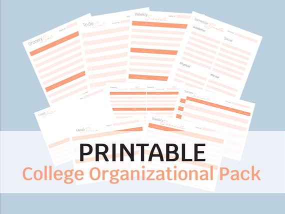 PRINTABLE College Organization Pack orange Meal Prep - Etsy