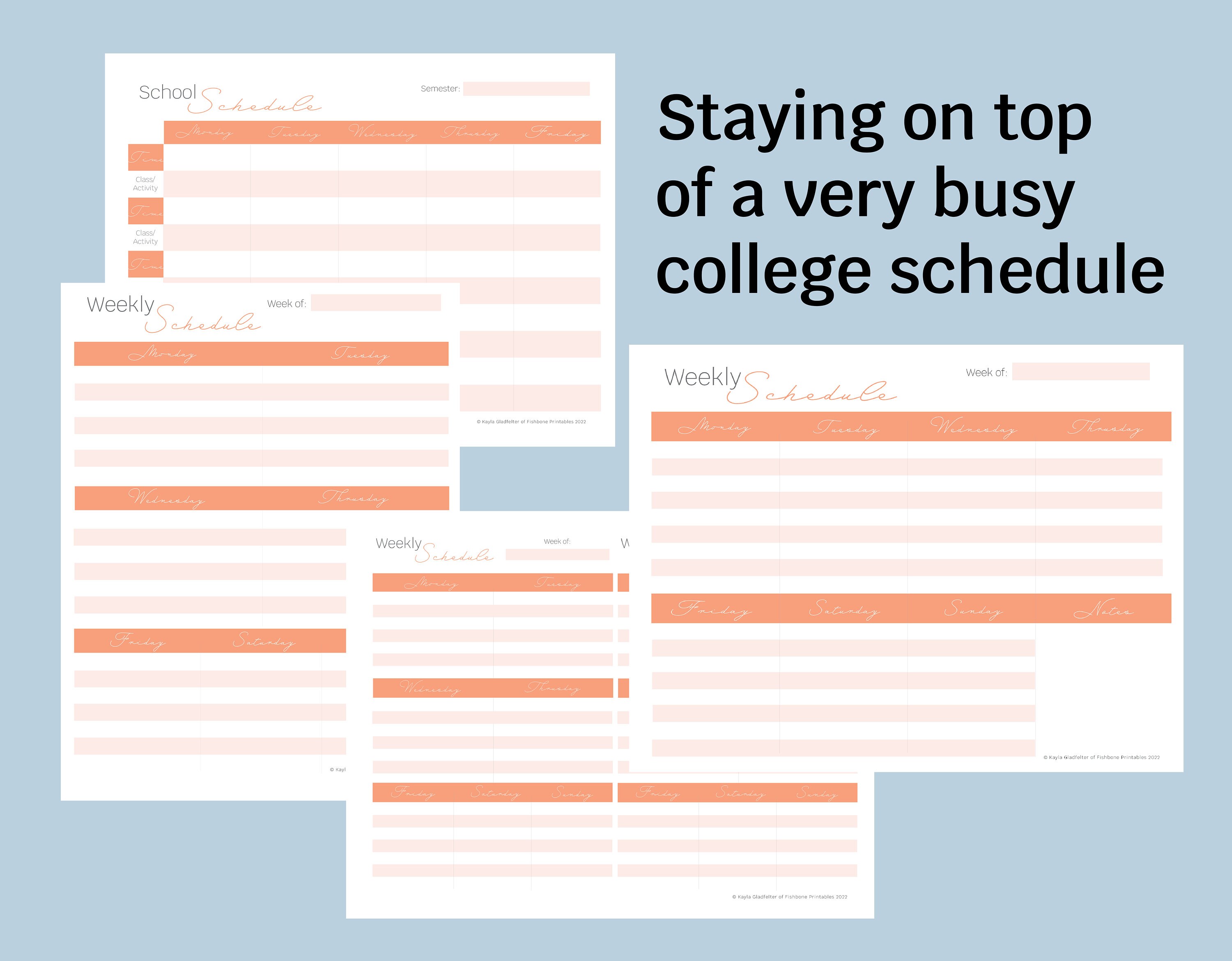 PRINTABLE College Organization Pack (orange) - Meal Prep, Grocery Lists ...