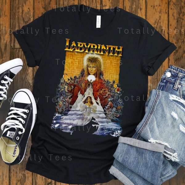 LABYRINTH Tshirt T-shirt T shirt Vintage Aesthetic Movie Poster Tee 1980s Shirt DAVID BOWIE