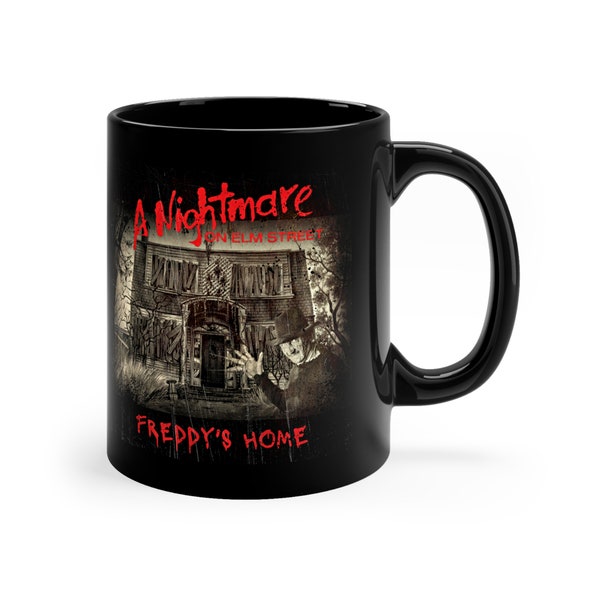 A Nightmare on Elm Street Freddy Kruger MUG Vintage Aesthetic Distressed Elm Street House 11oz Black Mug