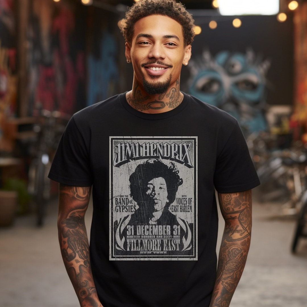T Shirt Jimi Hendrix Flower (Nero) - Medium