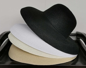 vintage chapeau de paille Hepburn, chapeau d'été pour femme, chapeau de plage français pliable, chapeau Vavation, chapeau de paille, chapeau avec ruban, cadeau pour elle