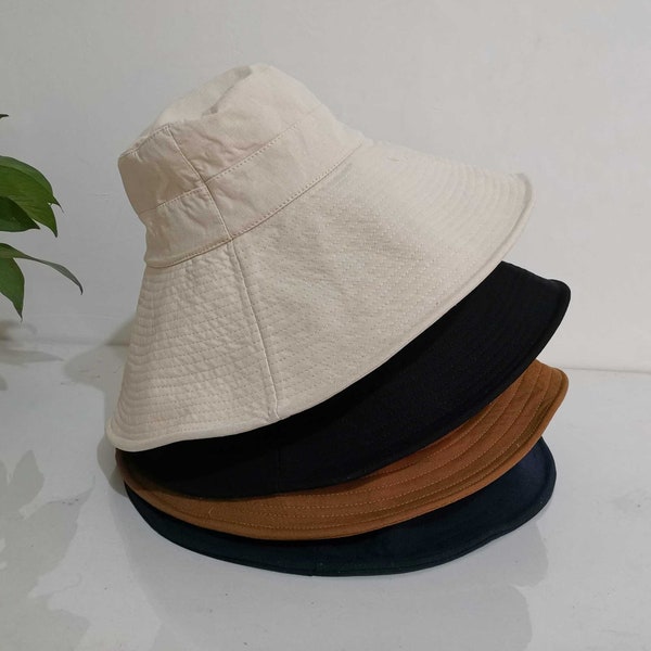 Sombrero de cubo de lino de algodón de ala ancha, sombrero de cubo para mujer, sombrero de sol para mujer niña, sombrero de verano para mujer, sombrero de playa para mujer, sombrero plegable, regalo