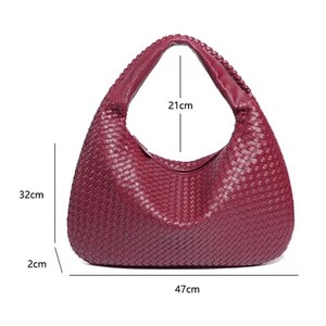 Handwoven Leather Dumpling Bag, Kont Woven Bag, Fashion Vegan Leather Shoulder Bag, Solid Color Women's Hobo Bag, Interwoven Leather Purse zdjęcie 8