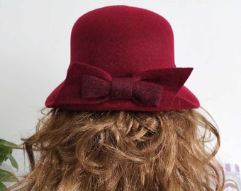 Cappello cloche in lana autunno inverno pieghevole, cappello a secchiello con fiocco in lana per donna ragazza, cappello elegante per donna, cappello a cloche regolabile, regalo per lei