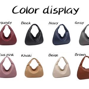 Handwoven Leather Dumpling Bag, Kont Woven Bag, Fashion Vegan Leather Shoulder Bag, Solid Color Women's Hobo Bag, Interwoven Leather Purse image 6
