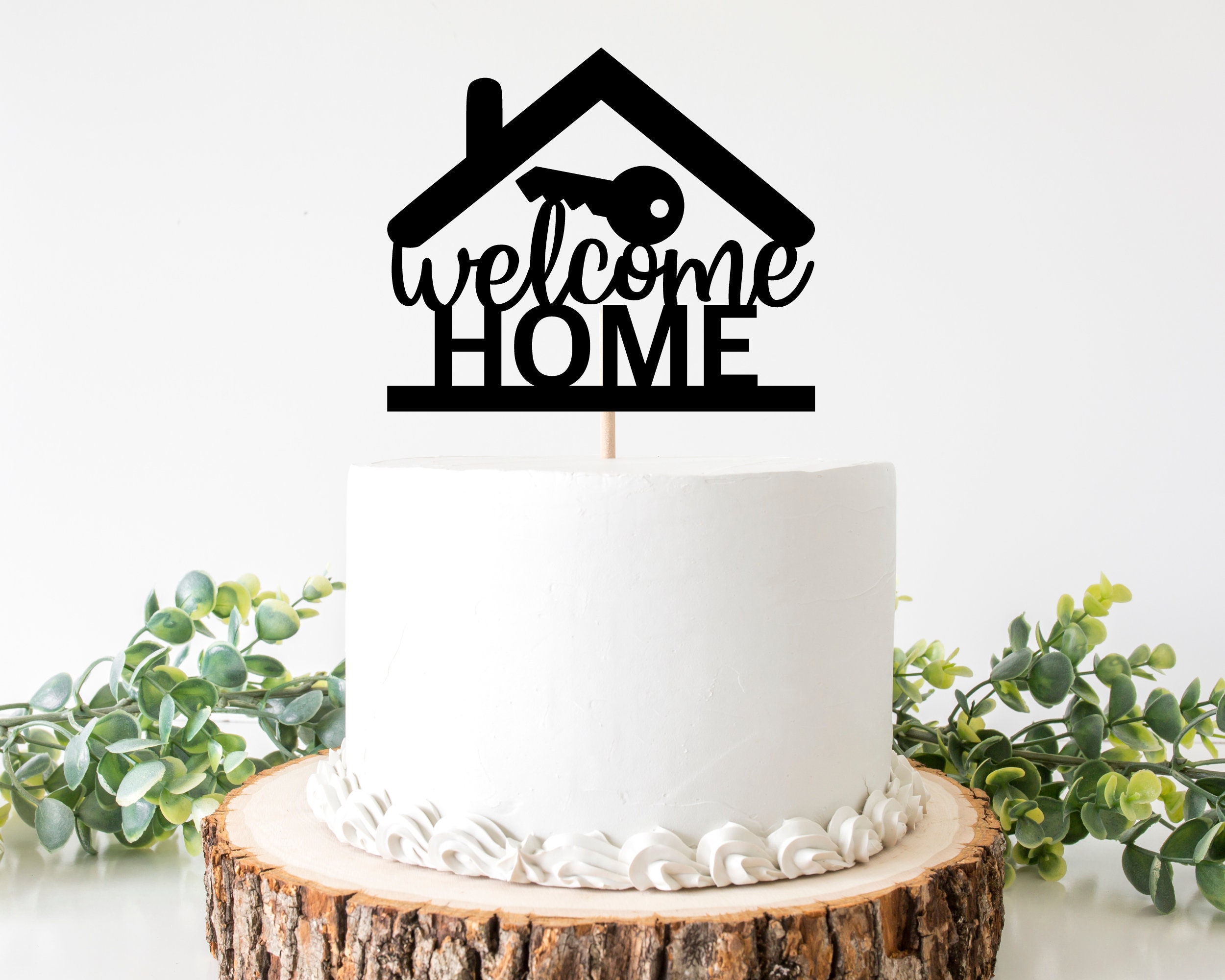 Home Sweet Home - Decoración para tartas - Welcome Home Welcome Back -  Decoración de fiesta de inauguración de la casa, color dorado champán