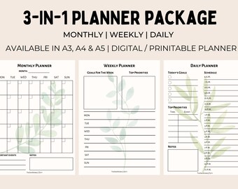 3-In-1 Planner | Digital Planner | All-In-One Planner | Printable Planner | Notability | Goodnotes | A3/A4/A5 | Printable PDF | To-Do List