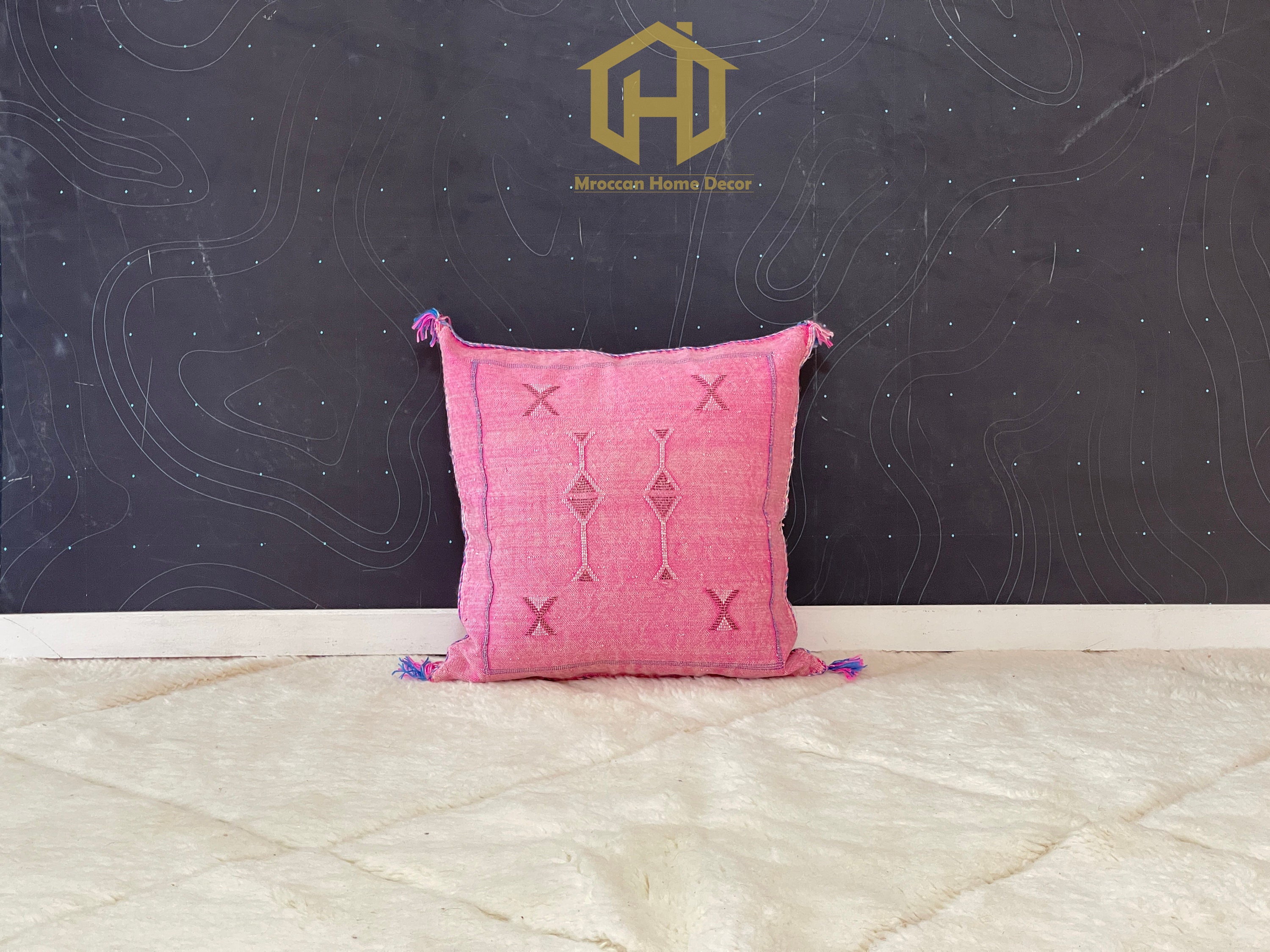 Pink Moroccan Cactus Silk Cactus Silk Pillow, Aka Cactus Silk Pillow