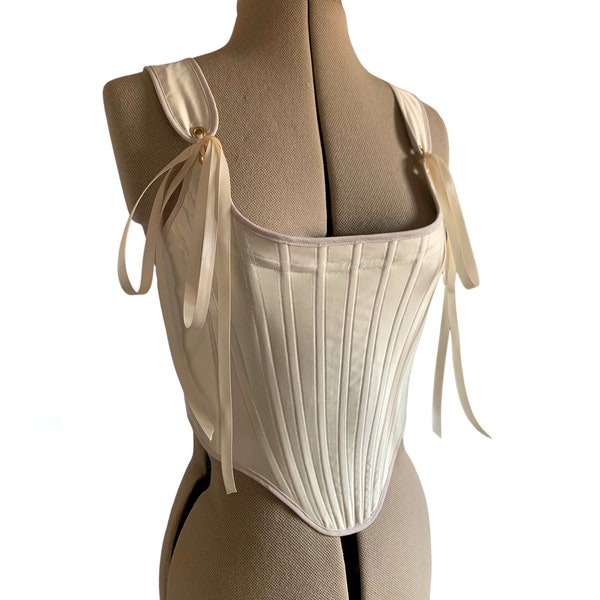 Corset en satin crème fait main