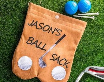 Personalized Name Golf Ball Sacks with Golf Ball Set, Portable Flannelette Golf Ball Bag, Funny Golf Gifts for Men Father, Golf Lovers Gift