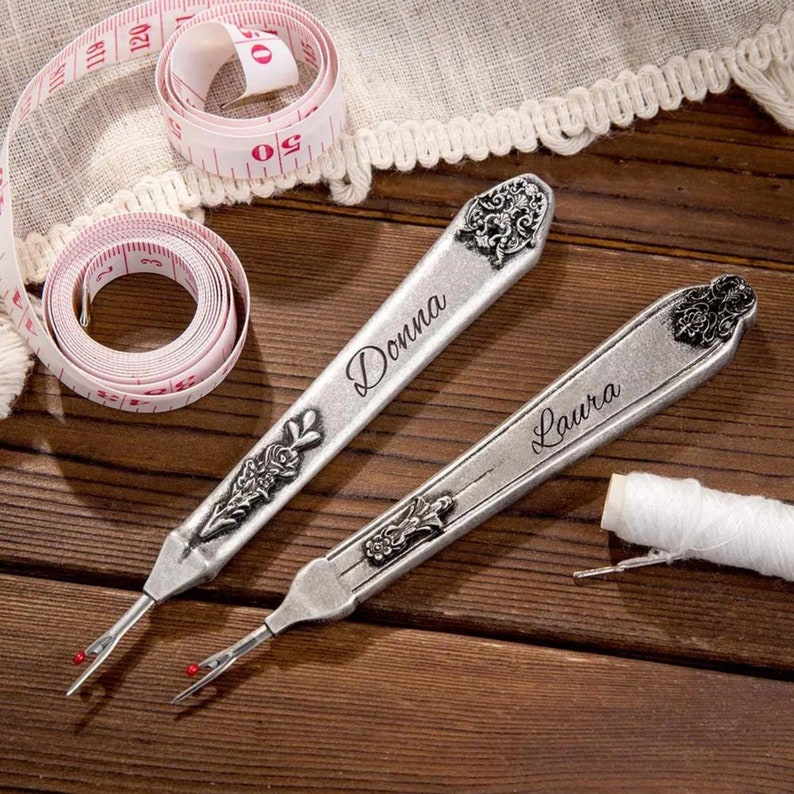 Personalized Name Seam Ripper Sewing Tools, Gift for Sewers, Sewing Gift for Mom Grandma, Grandmom Christmas Gift, Embroidary, Silver Plate image 2