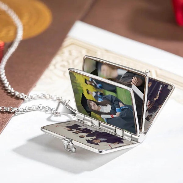 Locket Necklace with Photo, Photo Book Necklace, Personalized Photo Locket Necklace, Gold Locket, Picture Necklace, Photo Gift for Her