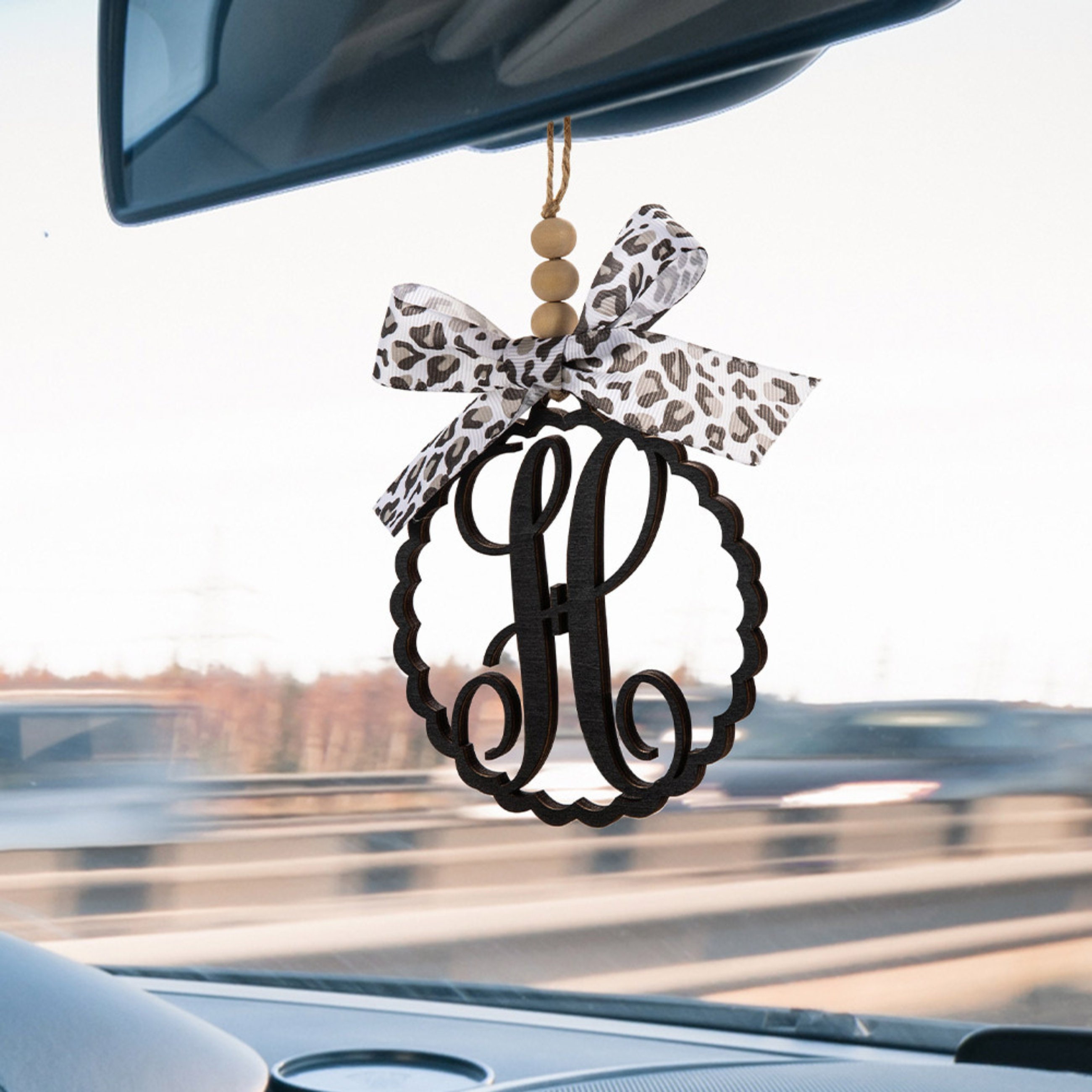 Car rear view mirror charm, monogram charm, rear view mirror, car