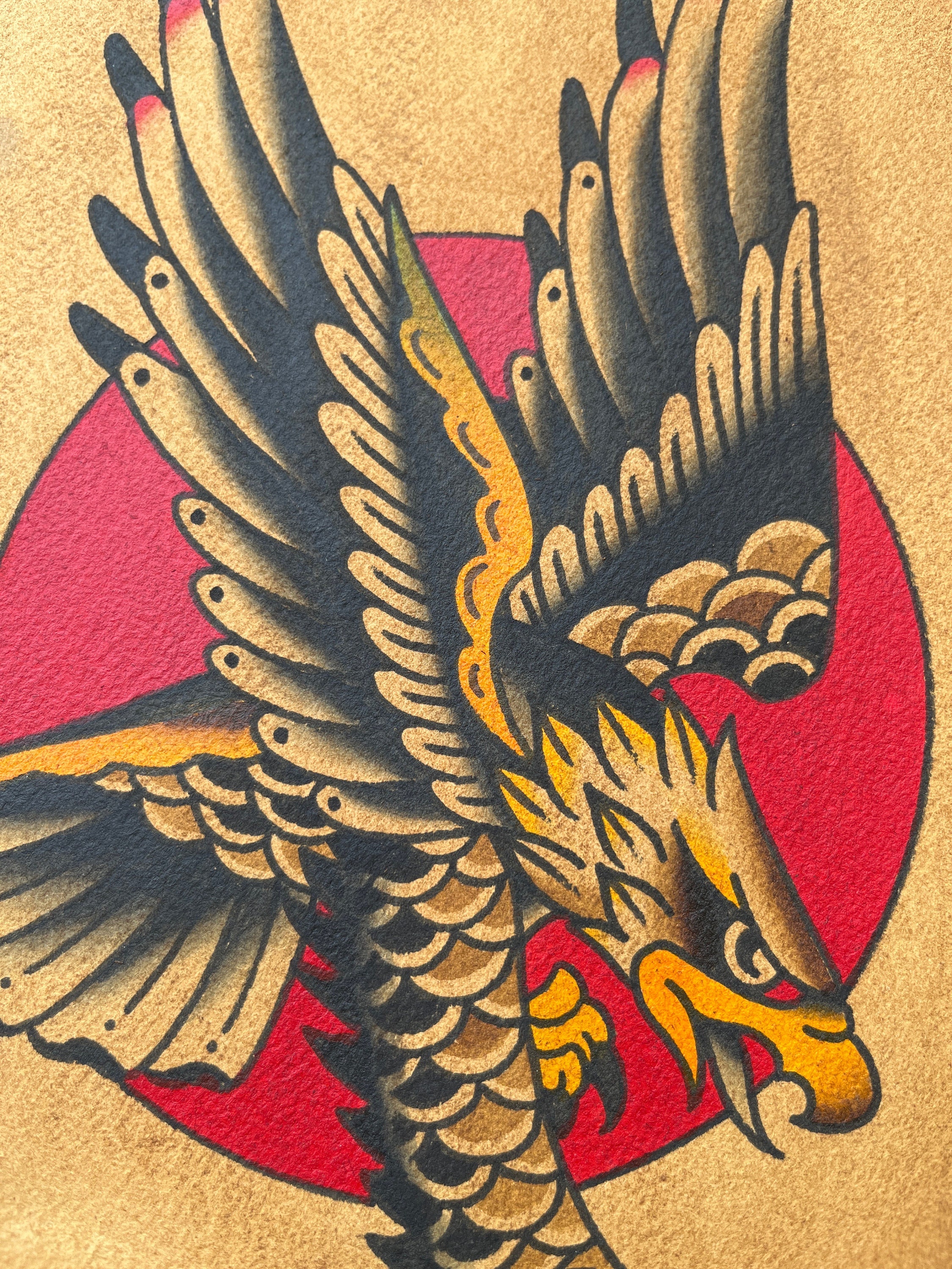 Traditional Eagle Tattoo Flash Outline