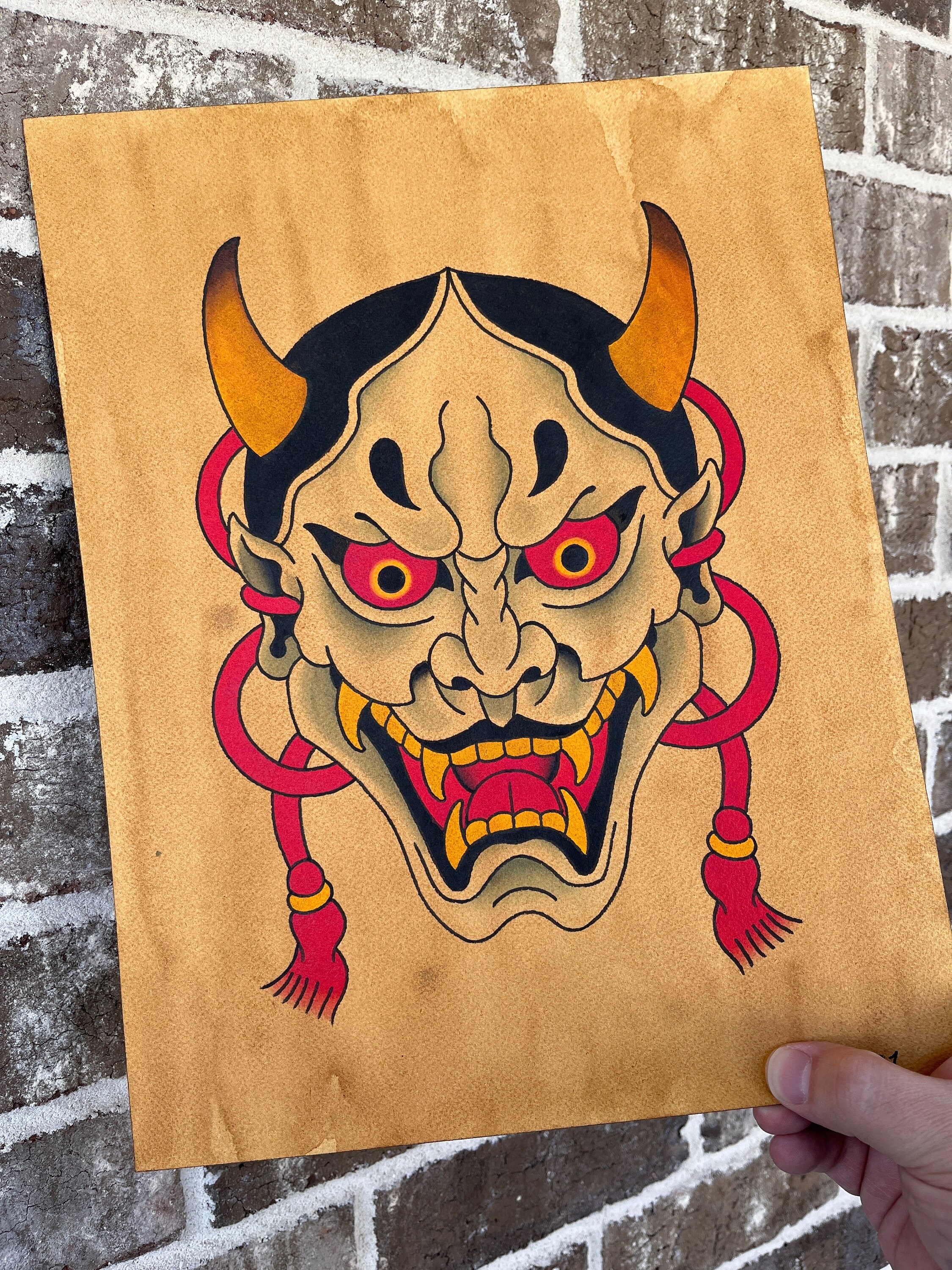 Hannya Painting - Etsy