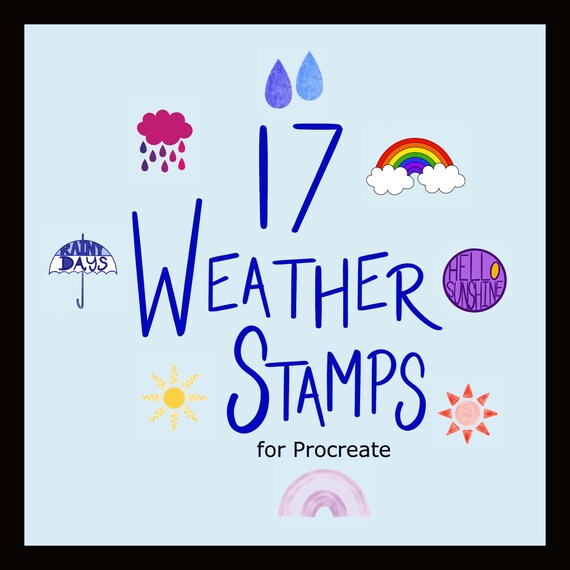 17 Weather Stamps for Procreate Procreate Stamp Brushset Etsy