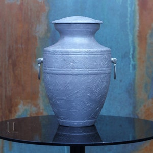 Handmade ceramic urn for human ashes - Personalized Memory Plaque - Large urn for adult