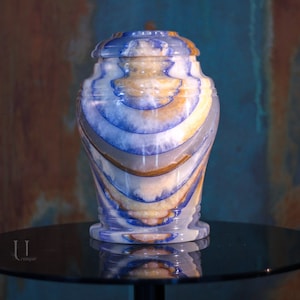 Mosaik Urne für menschliche Asche - Blaue Onyx Urne für menschliche Asche - Erinnerungsplakette - Urne für Erwachsene