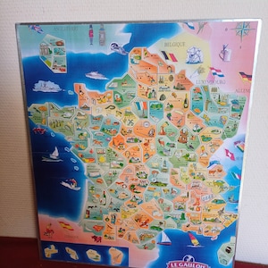carte de France FRANCE Départements complet 97 magnets avec plaque.LE GAULOIS 1994/95