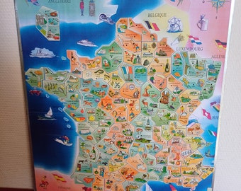 carte de France FRANCE Départements complet 97 magnets avec plaque.LE GAULOIS 1994/95