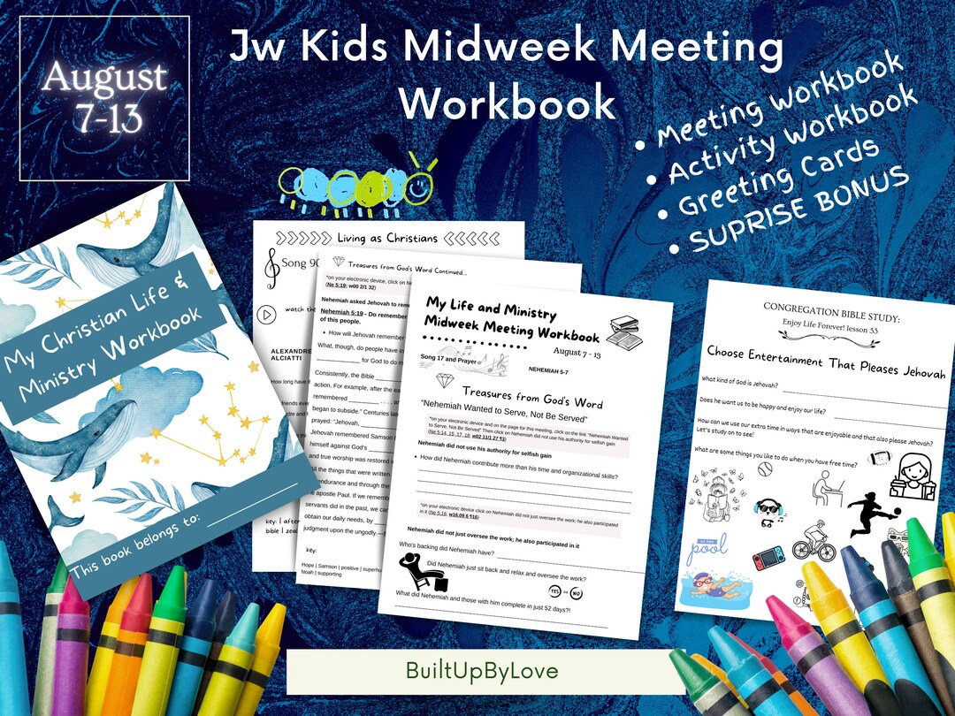 Jw Kids Midweek Meeting Workbook August 713 Study Guide Etsy