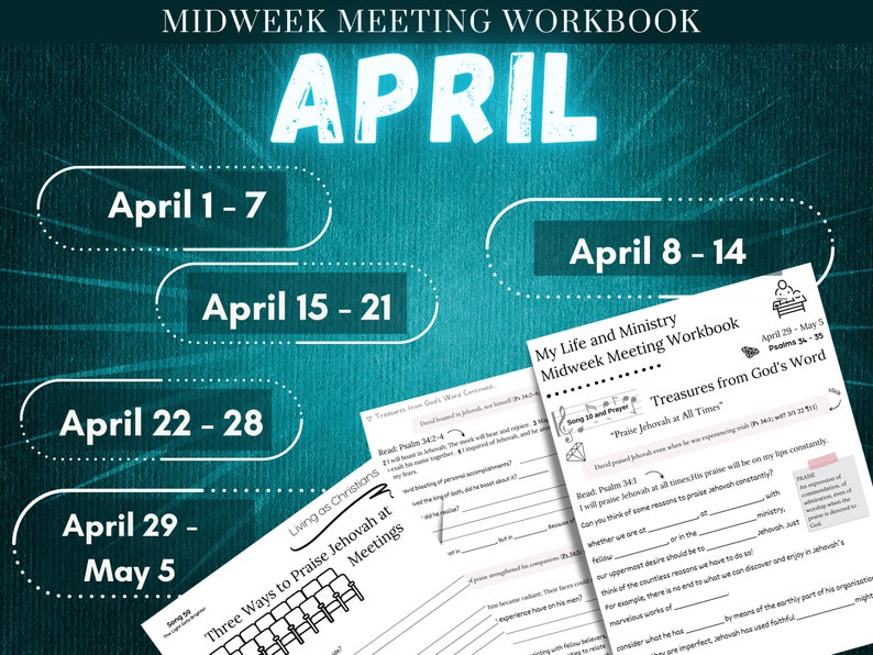 Jw Kids April Bundle Study Guide Midweek Meeting Workbook OCLAM
