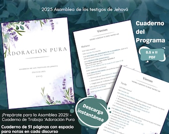 Cuaderno Asamblea Testigos de Jehová 2025 - Adoración Pura - Programa Completo, Notas, Drama Bíblico, Guía Estudio - PDF Descarga Inmediata