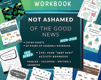 Jw Kids Assembly Workbook | 2024-2025 &quot; Not Ashamed of the Good News&quot; Circuit Assembly  | Activity Book | Program | Printable  Green & Blues