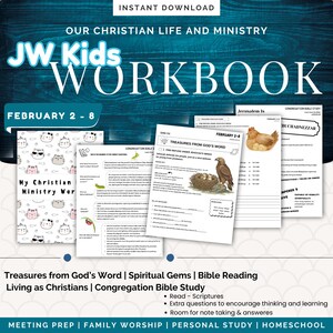 JW Kids Meeting Workbook February 2-8 | Printable Study Guide - Activities For Jehovah's Witnesses | Jw Home School