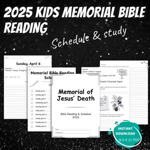 Horario y estudio de lectura bíblica para el Memorial de JW Kids 2025 / Hojas de trabajo / Cuaderno del Memorial / Guía y horario de lectura bíblica / JW Homeschool