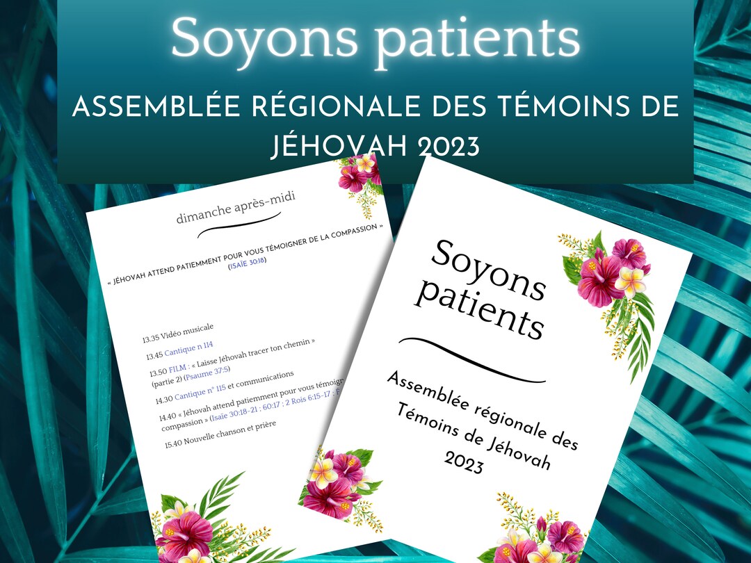 Soyons Patients Assemblée Régionale Des Témoins De Jéhovah Etsy