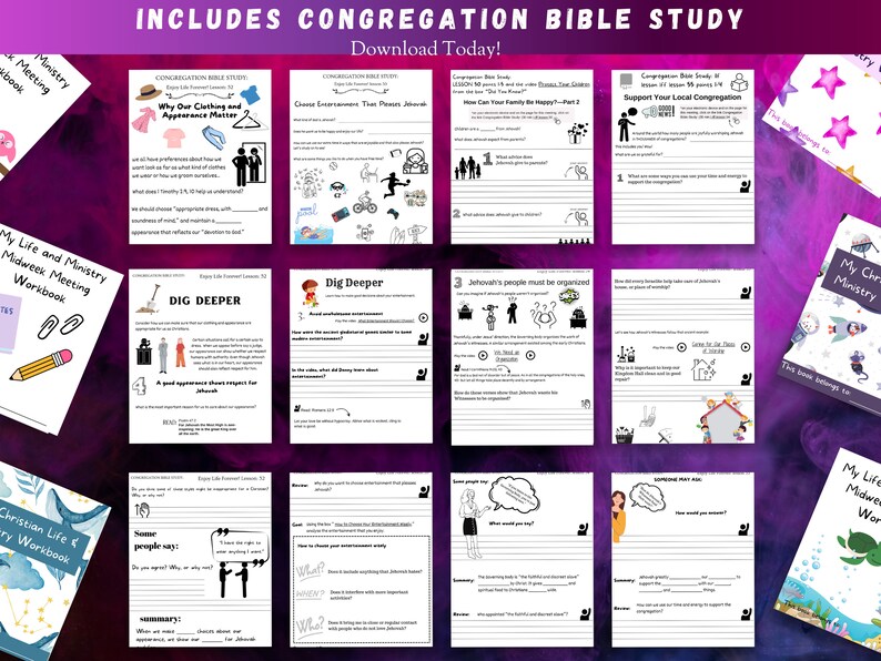 Jw Kids August Bundle Study Guide Midweek Meeting Workbook OCLAM