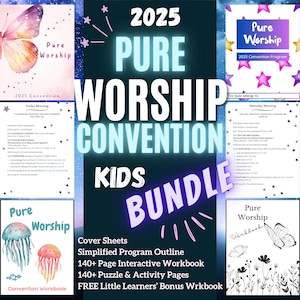 JW Kids 2025 Convention Workbook | Pure Worship Program Guide + Activities | Quiet time Activities | Printable Program Guide PDF