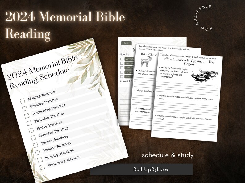 JW 2025 Memorial Bible Reading Schedule and Study Adult Version