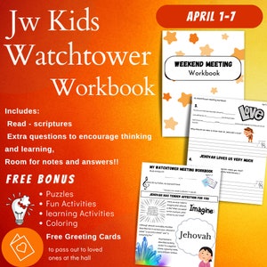 Jw Kids Watchtower Study Guide | April 1-7 | Meeting Workbook | Printable | Congregation Meeting | Jw Workbook | Jehovah's Witnesses