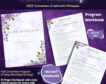 2025 Pure Worship Convention Program Workbook – Jehovah’s Witnesses | Note-Taking Journal – Printable Digital | PDF Instant Download