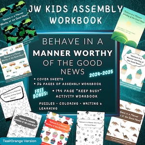 Jw Kids Assembly Workbook | 2024-2025 &quot; Behave in a Manner Worthy of the Good News&quot; Circuit Assembly | Activity Book | Program | Printable