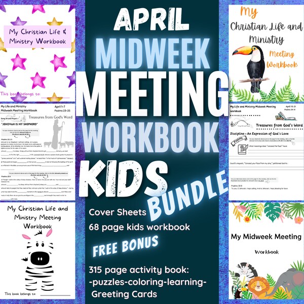 Jw Kids April Bundle | Study Guide | Midweek meeting Workbook | OCLAM | Printable | Notes | Includes Congregation Bible Study | Jw school