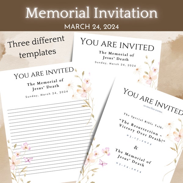 Jw Memorial Invitation Template Etsy