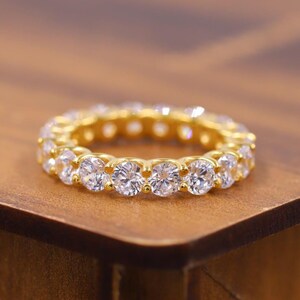 Round Cut Lab Grown Diamond Band, Full Eternity Wedding Band, Matching Band, Stackable Band, Anniversary Gift, Minimalist Band for Women.