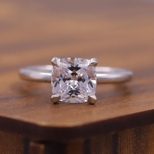 Solitaire Diamond Engagement Ring, Cushion Cut Lab Grown Diamond Wedding Ring, Anniversary Ring, Diamond Ring for Women, IGI Certified Ring