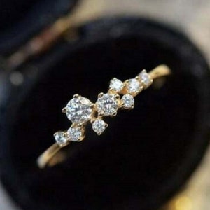 Unique Wedding Band, Cluster Moissanite Diamond Band, Round Cut Moissanite Anniversary Band, Engagement Ring For Women,Proposal Band For Her