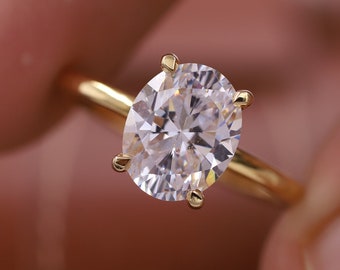 2.0 CT Gold Versprechen Ring, Verlobungsring, Oval Solitär Ring, Geburtstagsgeschenk für sie, Hochzeitsschmuck, Brautring, CZ Diamant Ring