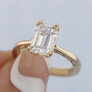 2.5 CT Emerald Cut Solitaire Engagement Ring, Diamond Emerald Cut Wedding ring, Emerald cut Promise Ring, Gift for her, Wedding Ring