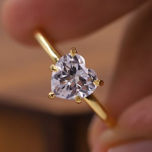 2.0 CT Heart Cut Moissanite Diamond Engagement Ring, Heart Shape Solitaire Wedding Ring, 14K Rose Gold Anniversary Gift , Propose Ring.