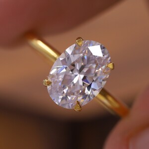 2.0 CT Oval Cut Moissanite Engagement Ring, Four Prong Solitaire Promise Ring, Yellow Gold Wedding Ring, Anniversary Gift, Ring For Womens